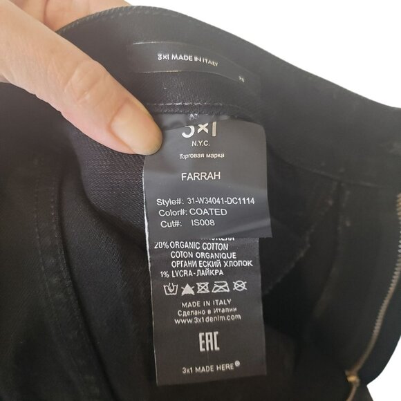 3x1 NYC Farrah Black High Rise Bell Bottom Shiny Pants - Picture 12 of 13